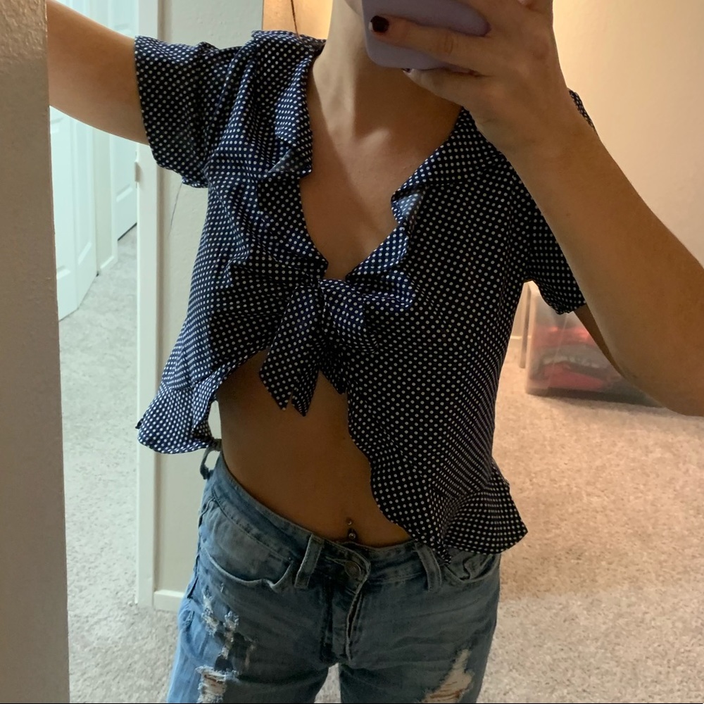Blue Polka Dot Blouse